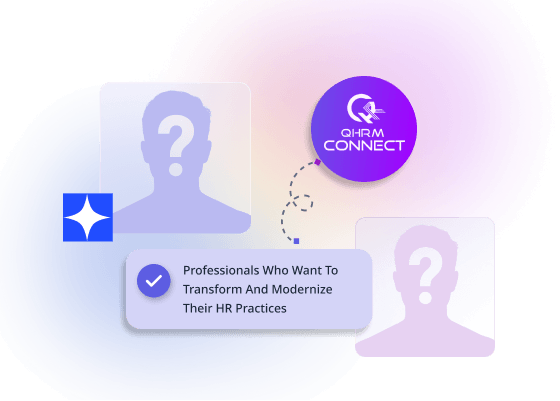 Attendee silhouettes beside the QHRM Connect badge and the line professionals who want to modernise their HR practices