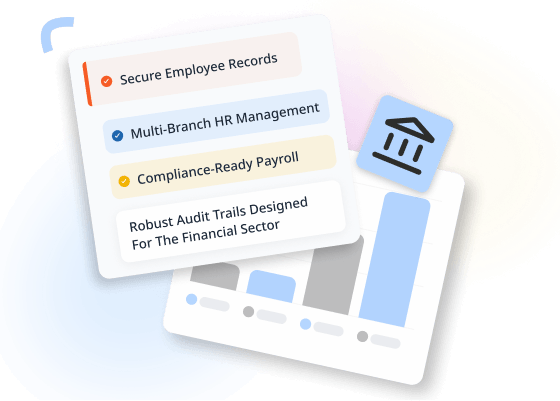 A checklist of secure employee records, multi-branch HR management, compliance-ready payroll and audit trails for the financial sector